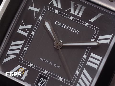 CARTIER 卡地亞 Santos de Cartier 山度士 WSSA0037 大型 ADLC碳鍍層處理外框 不鏽鋼材質 經典 大三針 2020年保卡 新式「QuickSwitch」錶帶快拆系統 附橡膠錶帶 自動上鍊 39.8mm