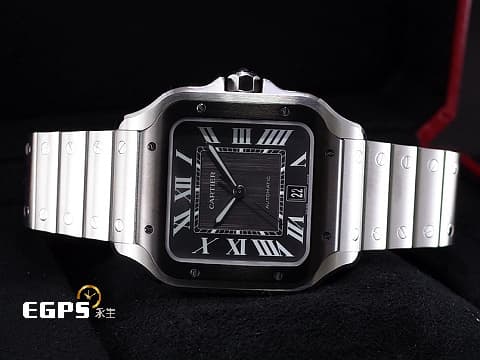 CARTIER 卡地亞 Santos de Cartier 山度士 WSSA0037 大型 ADLC碳鍍層處理外框 不鏽鋼材質 經典 大三針 2020年保卡 新式「QuickSwitch」錶帶快拆系統 附橡膠錶帶 自動上鍊 39.8mm