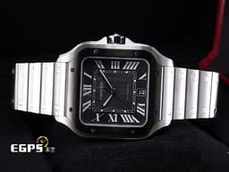 CARTIER 卡地亞 Santos de Cartier 山度士 WSSA0037 大型 <font color="#8a8a8a">ADLC碳鍍層處理外框</font> 不鏽鋼材質 經典 大三針 <font color="#FF0000">2020年保卡 新式「QuickSwitch」錶帶快拆系統 附橡膠錶帶</font> 自動上鍊 39.8mm