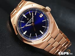 Vacheron Constantin 江詩丹頓 VC OVERSEAS 縱橫四海 4500V/110R-B705 18K玫瑰金材質 <font color="#0582f5">藍色面盤</font> <font color="#ff0000">2021年保卡 配件齊全</font> 自動上鍊 41mm