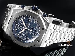 AUDEMARS PIGUET 愛彼 AP錶 ROYAL OAK OFFSHORE 26237ST.OO.1000ST.01 不鏽材質鋼 皇家橡樹 離岸型 <font color="#0582f5">25週年 1993年復刻版 藍色格紋面盤</font> <font color="#FF0000">2021年保卡</font> 計時碼表 自動上鍊 42mm