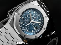 AUDEMARS PIGUET 愛彼 AP錶 ROYAL OAK OFFSHORE 26237ST.OO.1000ST.01 不鏽材質鋼 皇家橡樹 離岸型 <font color="#0582f5">25週年 1993年復刻版 藍色格紋面盤</font> <font color="#FF0000">2021年保卡</font> 計時碼表 自動上鍊 42mm