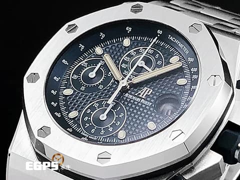 AUDEMARS PIGUET 愛彼 AP錶 ROYAL OAK OFFSHORE 26237ST.OO.1000ST.01 不鏽材質鋼 皇家橡樹 離岸型 25週年 1993年復刻版 藍色格紋面盤 2021年保卡 計時碼表 自動上鍊 42mm