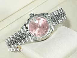 ROLEX 勞力士 Lady-Datejust 28 蠔式日誌型 279174 <font color="#FFC0CB">粉紅色面盤 羅馬數字時標</font> 不鏽鋼 DJ28 經典三角坑紋錶圈 <font color="#FF0000">2024年保卡 紀念型(Jubilee)五銖錶帶</font> 自動上鍊 28mm