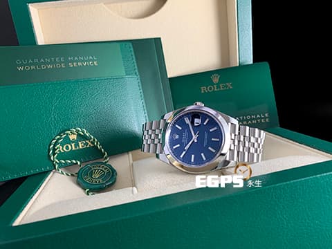 ROLEX 勞力士 蠔式 DATEJUST II 126300 不鏽鋼材質 藍色太陽紋面盤 2026年保卡 極新品 紀念型五銖錶帶 自動上鏈 41mm