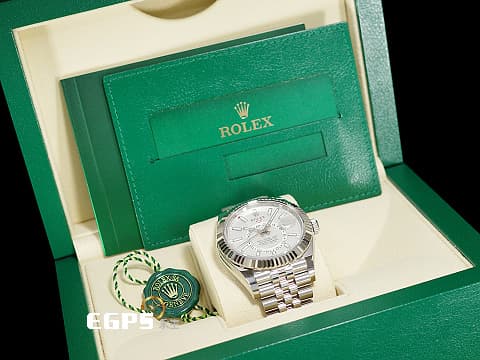 ROLEX 勞力士 Sky-Dweller 326934 天行者 白色面盤 白K金材質外圈  年曆錶 白面 天行者 紀念型(Jubilee)錶帶,2022年新式保卡 自動上鍊 42mm
