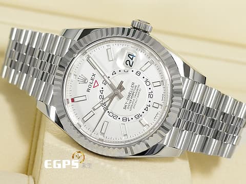 ROLEX 勞力士 Sky-Dweller 326934 天行者 白色面盤 白K金材質外圈  年曆錶 白面 天行者 紀念型(Jubilee)錶帶,2022年新式保卡 自動上鍊 42mm