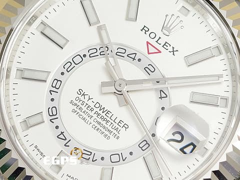 ROLEX 勞力士 Sky-Dweller 326934 天行者 白色面盤 白K金材質外圈  年曆錶 白面 天行者 紀念型(Jubilee)錶帶,2022年新式保卡 自動上鍊 42mm