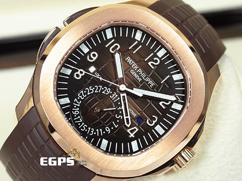 Patek Philippe 百達翡麗 PP錶 Aquanaut 海底探險家 5164R-001 玫瑰金材質 2025年保單 巧克力色格紋面盤 二地時間 畫夜顯示 自動上鏈 40mm
