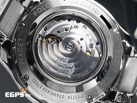 PIAGET 伯爵 Polo Date系列 G0A46018 機刻雕花橫紋藍色面盤 不鏽鋼材質 原鑲鑽石時標 2022年台保卡 自動上鍊 36mm