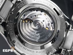 PIAGET 伯爵 Polo Date系列 G0A46018 <font color="#2828FF">機刻雕花橫紋藍色面盤</font> 不鏽鋼材質 <font color="#05f0f0">原鑲鑽石時標</font><font color="#FF0000"> 2022年台保卡</font> 自動上鍊 36mm