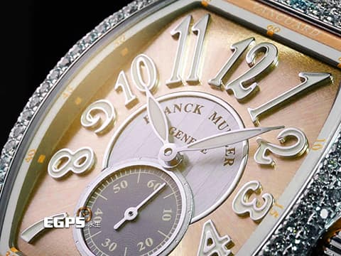 Franck Muller 法蘭穆勒 FM Vanguard Lady Slim Vintage V35 S 奶茶色面盤 原廠鑲嵌308顆頂級天然美鑽(約4.44克拉)小秒針 不鏽鋼材質 2025年保單 自動上鍊 35x46.3mm