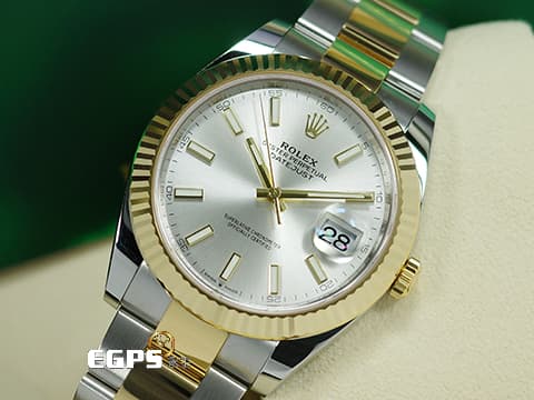 ROLEX 勞力士 Datejust 蠔式日誌型 126333 DJ41 不鏽鋼&18K黃金材質 半金款 銀色太陽紋放射面盤 2022年保卡 自動上鍊 41mm