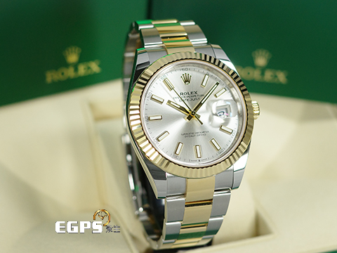 ROLEX 勞力士 Datejust 蠔式日誌型 126333 DJ41 不鏽鋼&18K黃金材質 半金款 銀色太陽紋放射面盤 2022年保卡 自動上鍊 41mm