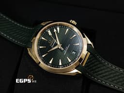 OMEGA 歐米茄 Seamaster 海馬 Aqua Terra 150 系列 22052412110001 <font color="#487d08">綠色橫甲板紋面盤</font> 大三針 <font color="#f7df45">Moonshine金材質</font> 同軸擒縱 <font color="#FF0000">2025年保卡</font> 自動上鍊 41mm