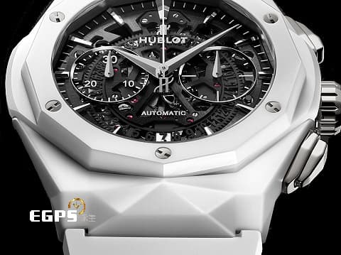 HUBLOT 宇舶 Classic Fusion Aerofusion Chronograph Orlinski 經典融合 525.HI.0170.RW.ORL21 白陶瓷 鏤空面盤 計時碼錶 2022年保單 全球限量200只 自動上鍊 45mm