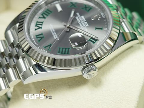 ROLEX 勞力士 DATEJUST 126334 蠔式日誌型 18K白金框 溫布頓 綠羅馬時標灰色面盤 2024年新式保卡 綠羅馬面 自動腕錶 41mm