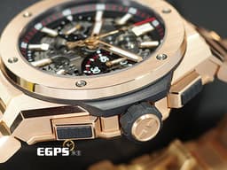 Hublot 宇舶 Big Bang Integrated King Gold 大爆炸 451.OX.1180.OX <font color="#f3baa1">王金材質</font> 鏤空面盤 飛返 計時碼錶 <font color="#FF0000">2023年電子式保單 新錶訂價:1,830,000元</font> 自動上鍊 42mm