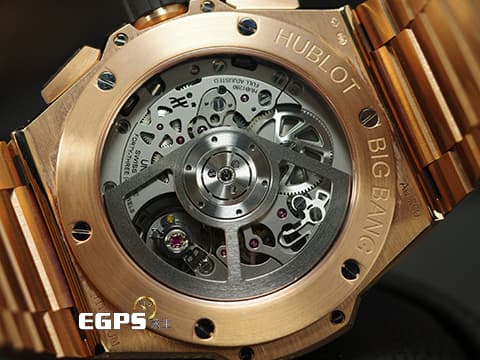 Hublot 宇舶 Big Bang Integrated King Gold 大爆炸 451.OX.1180.OX 王金材質 鏤空面盤 飛返 計時碼錶 2023年電子式保單 新錶訂價:1,830,000元 自動上鍊 42mm