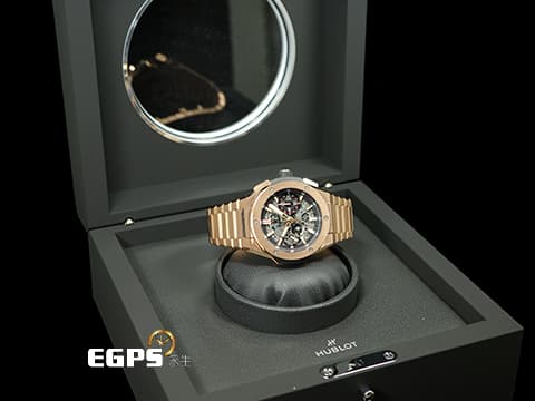 Hublot 宇舶 Big Bang Integrated King Gold 大爆炸 451.OX.1180.OX 王金材質 鏤空面盤 飛返 計時碼錶 2023年電子式保單 新錶訂價:1,830,000元 自動上鍊 42mm