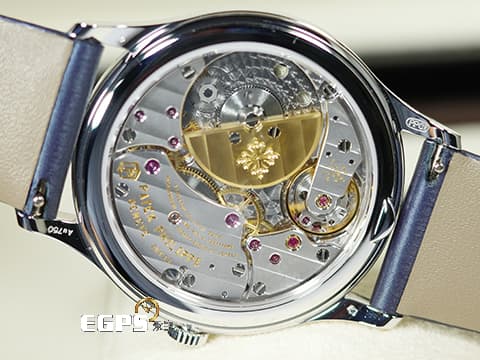 PATEK PHILIPPE 百達翡麗 PP錶 CALATRAVA 18K白金材質 4997/200G 午夜藍漆面浮雕圖案面盤 原鑲鑽錶 2025年保單 自動上鍊 PP印記 35mm