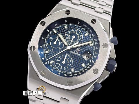 AUDEMARS PIGUET 愛彼 AP錶 ROYAL OAK OFFSHORE 26237ST.OO.1000ST.01 不鏽材質鋼 皇家橡樹 離岸型 25週年 1993年復刻版 藍色格紋面盤 2021年保卡 計時碼表 自動上鍊 42mm