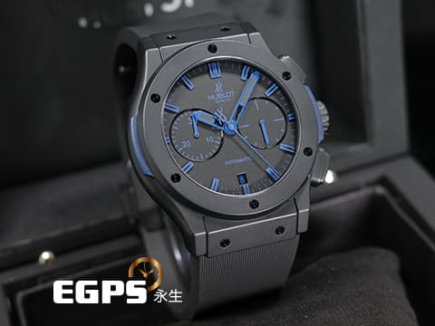 HUBLOT 宇舶 Classic Fusion Chronongraph 經典融合 計時碼錶 521.CI.1190.GR.ABB12 黑陶瓷材質 深藍色指針、時標 台灣公司貨 自動上鍊 45mm