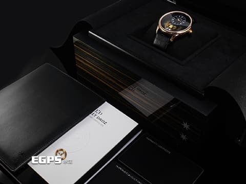 JAQUET DROZ 雅克德羅 Petite Heure Minute Lion 黑色大明火琺瑯面盤 百獸之王獅子微縮繪畫工藝 J005033321 18L玫瑰金材質 自動上鍊 2024年保單 僅試戴收藏品 全球限量28只 43mm