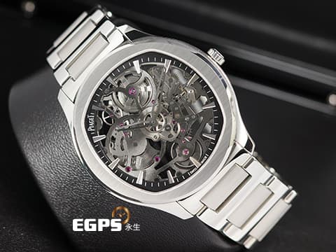 PIAGET 伯爵 Polo skeleton 系列 G0A45001 不鏽鋼材質 微型自動盤、鏤空面盤 超薄 2021年保卡 自動上鍊 42mm