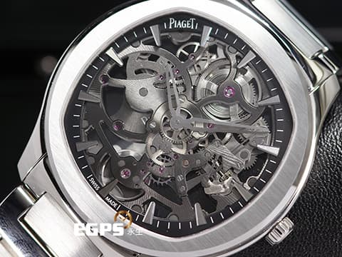 PIAGET 伯爵 Polo skeleton 系列 G0A45001 不鏽鋼材質 微型自動盤、鏤空面盤 超薄 2021年保卡 自動上鍊 42mm