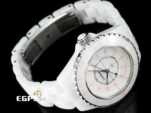 CHANEL 香奈兒 J12 H6755 白陶瓷 Pink Blush 粉紅色時標 限量1200只 經典 大三針 專利不鏽鋼蝴蝶扣 2022年台灣公司貨 石英腕錶 33mm