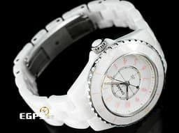 CHANEL 香奈兒 J12 H6755 白陶瓷 <font color="#FFC0CB">Pink Blush 粉紅色時標 限量1200只 </font> 經典 大三針 專利不鏽鋼蝴蝶扣 <font color="#FF0000">2022年台灣公司貨</font> 石英腕錶 33mm