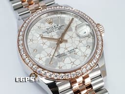 ROLEX 勞力士 Lady-Datejust 蠔式日誌型 278381RBR-0032 18玫瑰金半金款<font color="#05f0f0"> 停產絕版款 鑲鑽銀色花朵圖案面盤 紀念型(JUBILEE)錶帶 原廠鑲嵌鑽石錶圈</font><font color="#FF0000"> 2023年新式保卡 蒐藏未使用品</font> 自動上鍊 31mm