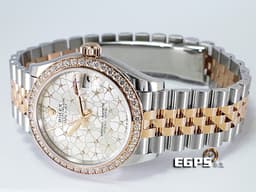 ROLEX 勞力士 Lady-Datejust 蠔式日誌型 278381RBR-0032 18玫瑰金半金款<font color="#05f0f0"> 停產絕版款 鑲鑽銀色花朵圖案面盤 紀念型(JUBILEE)錶帶 原廠鑲嵌鑽石錶圈</font><font color="#FF0000"> 2023年新式保卡 蒐藏未使用品</font> 自動上鍊 31mm