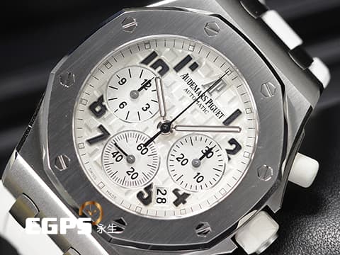Audemars Piguet 愛彼 AP錶 Ladies Royal Oak Offshore 26283ST.OO.D010CA.01 皇家橡樹 白色超大格紋面盤 離岸型 計時碼表 絕美氣質AP女表 經典絕版品 白色橡膠錶帶~ 自動上鍊 37mm