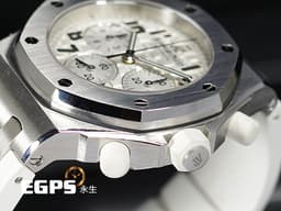 Audemars Piguet 愛彼 AP錶 Ladies Royal Oak Offshore 26283ST.OO.D010CA.01 皇家橡樹<font color="#b69a9a"> </font><font color="#cd0fe6">白色超大格紋面盤 </font><span style="font-size: 10pt;">離岸型 計時碼表 <font color="#ff0000">絕美氣質AP女表 經典絕版品 </font>白色橡膠錶帶~<font color="#ffb7dd"> </font></span><span style="font-size: 10pt;">自動上鍊 37mm</span>