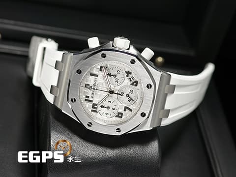 Audemars Piguet 愛彼 AP錶 Ladies Royal Oak Offshore 26283ST.OO.D010CA.01 皇家橡樹 白色超大格紋面盤 離岸型 計時碼表 絕美氣質AP女表 經典絕版品 白色橡膠錶帶~ 自動上鍊 37mm