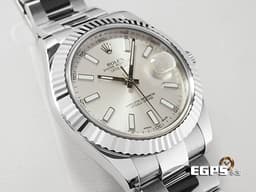 ROLEX 勞力士 DateJust II 116334 經典 蠔式日誌型 不鏽鋼款 <font color="#05f0f0">18K白金三角坑紋錶圈 銀色面盤</font> <font color="#ff0000">2017年保卡</font> 自動上鍊 41mm