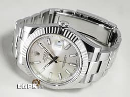 ROLEX 勞力士 DateJust II 116334 經典 蠔式日誌型 不鏽鋼款 <font color="#05f0f0">18K白金三角坑紋錶圈 銀色面盤</font> <font color="#ff0000">2017年保卡</font> 自動上鍊 41mm