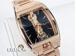 CORUM 崑崙 Golden Bridge 金橋 113.150.55/V100 FN02 中型 18K玫瑰金材質 <font color="#05f0f0">錶壇傳奇長方直線形金橋雕花機芯 限量600只</font><font color="#FF0000"> 整支重約4.8兩 新錶參考訂價:2,270,000元</font> 手動上鏈 31x51mm