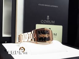 CORUM 崑崙 Golden Bridge 金橋 113.150.55/V100 FN02 中型 18K玫瑰金材質 <font color="#05f0f0">錶壇傳奇長方直線形金橋雕花機芯 限量600只</font><font color="#FF0000"> 整支重約4.8兩 新錶參考訂價:2,270,000元</font> 手動上鏈 31x51mm