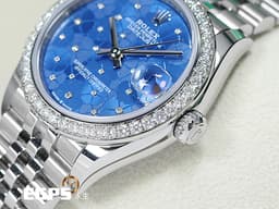 ROLEX 勞力士 Datejust 31 經典 蠔式日誌型 278384 <font color="#2894FF">天藍色花朵圖案面盤</font> DJ31 <font color="#FF00FF">原廠鑲鑽錶圈</font> <font color="#ff0000">2025年保卡 紀念型(JUBILEE)五銖錶帶</font> 自動上鍊 31mm