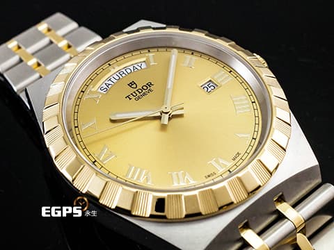 TUDOR 帝舵 Royal 28603-0004 皇家系列 星期日曆型 半金 香檳金色面盤 2026年保卡 半金腕錶超值首選款 自動上鍊 41mm