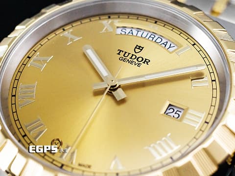 TUDOR 帝舵 Royal 28603-0004 皇家系列 星期日曆型 半金 香檳金色面盤 2026年保卡 半金腕錶超值首選款 自動上鍊 41mm