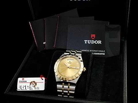 TUDOR 帝舵 Royal 28603-0004 皇家系列 星期日曆型 半金 香檳金色面盤 2026年保卡 半金腕錶超值首選款 自動上鍊 41mm