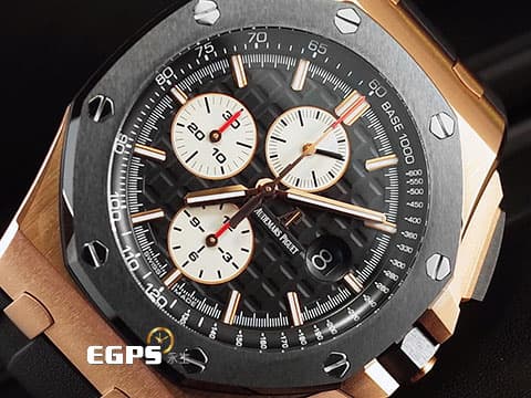 Audemars Piguet 愛彼 AP錶 Royal Oak Offshore 皇家橡樹 離岸型 經典 玫瑰金 大金貓 26400RO.OO.A002CA.01 計時碼表 陶瓷外框 26400 RO 數量稀少重金版 整只重6.47兩 自動上鏈 44mm