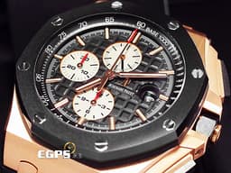 Audemars Piguet 愛彼 AP錶 Royal Oak Offshore 皇家橡樹 離岸型 <font color="#eeae72">經典 玫瑰金 大金貓</font> 26400RO.OO.A002CA.01 計時碼表 陶瓷外框 <font color="#ff0000">26400 RO 數量稀少重金版 整只重6.47兩</font> 自動上鏈 44mm