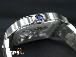 CARTIER 卡地亞 SANTOS DE CARTIER 山度士 WHSA0015 大型款 不鏽鋼材質 鏤空腕錶 <font color="#05f0f0">快拆式錶帶、另附鱷魚皮錶帶組</font> <font color="#ff0000">2025年保卡 新錶參考訂價:1,030,000元</font> 手動上鍊 39.8mm