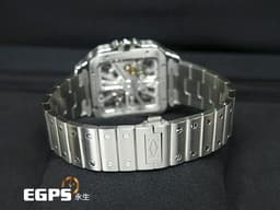CARTIER 卡地亞 SANTOS DE CARTIER 山度士 WHSA0015 大型款 不鏽鋼材質 鏤空腕錶 <font color="#05f0f0">快拆式錶帶、另附鱷魚皮錶帶組</font> <font color="#ff0000">2025年保卡 新錶參考訂價:1,030,000元</font> 手動上鍊 39.8mm