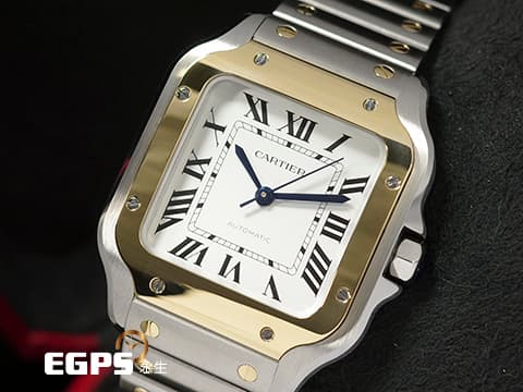 CARTIER 卡地亞 Santos de Cartier 山度士 W2SA0016 中型款 18K黃金 半金款 經典 2025年保卡 附快拆式錶帶 自動上鍊 35.1mm